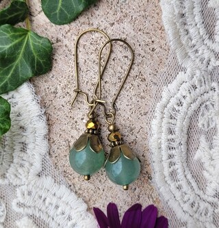 Orecchini Pendenti Donna In Pietra Naturale Agata Blu A Goccia - Fatti A Mano, Ipoallergenici, Regalo Per Ragazze