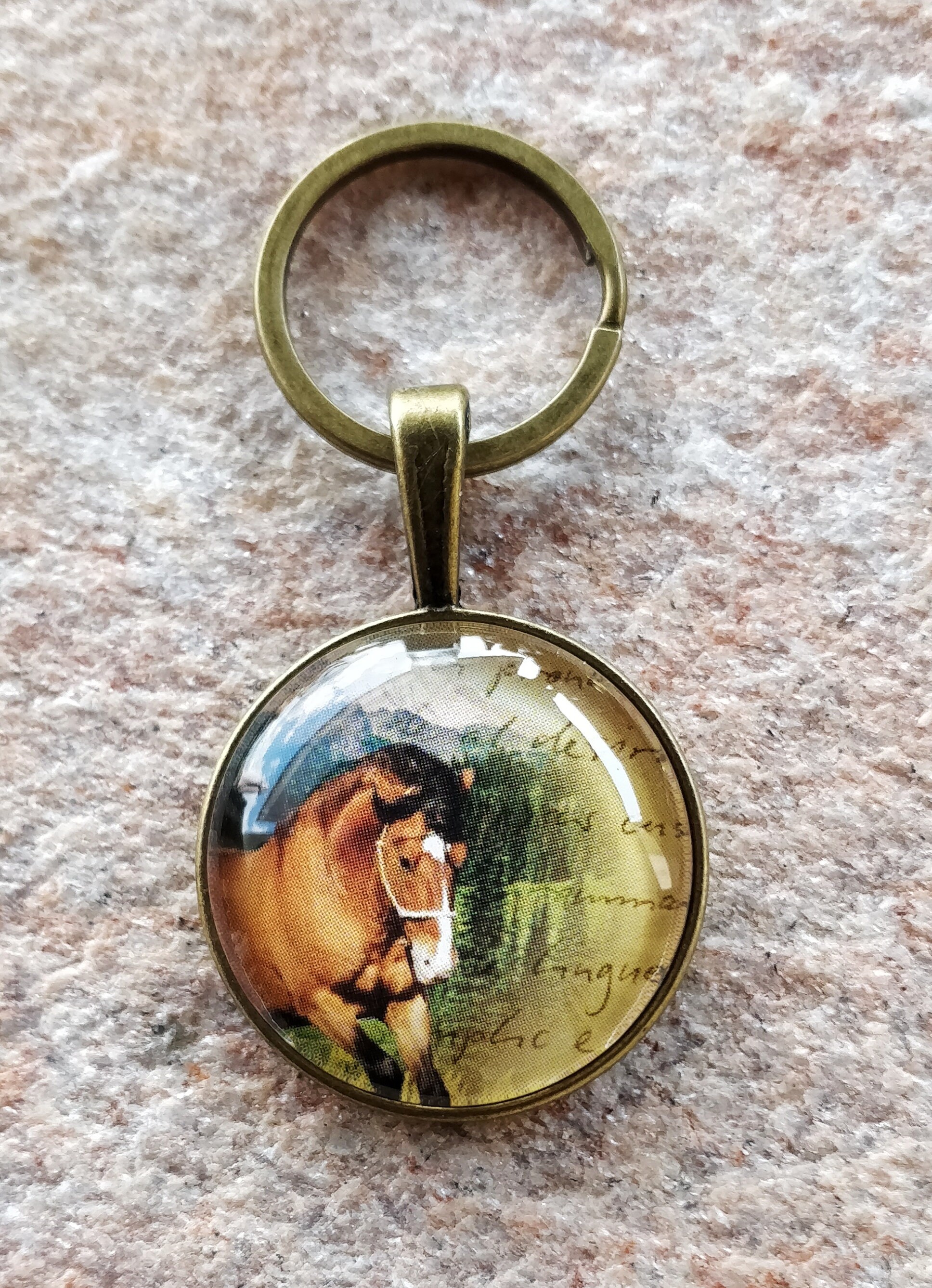 Charm Art Horse Glass Cabochon Key Chain Pendant Accessories Jewelry 