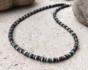 Surfer necklace "BEN" made of coconut beads and synthetic turquoise