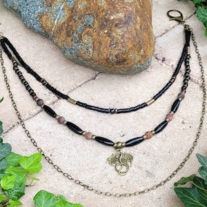 3-layer trouser chain &quot;DRAGON&quot; in black and bronze, men&#39;s accessories, men&#39;s jewelry, special gifts for men, dad, brother, son