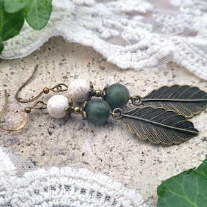 3 colors! Long drop earrings with semiprecious stone beads: lapis lazuli, jade, jasper, gift for women, girlfriend, sister, daughter, mom