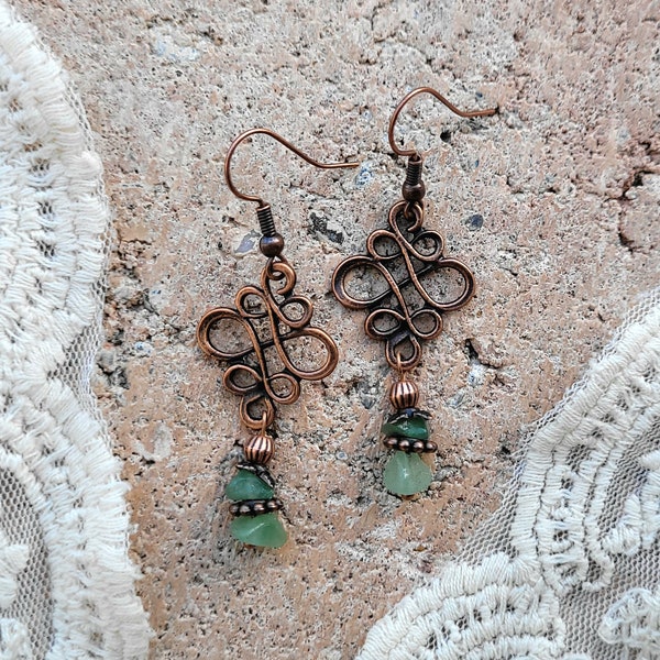 8 kleuren! Vintage LUNA oorbellen met halfedelsteentjes in koperdesign, een cadeau voor vrouwen, vriendinnen, moeders, zussen, dochters en echtgenotes.