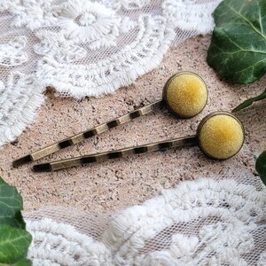 4 variações de cores! Conjunto de 2 grampos de cabelo com cabochão de veludo de 12 mm