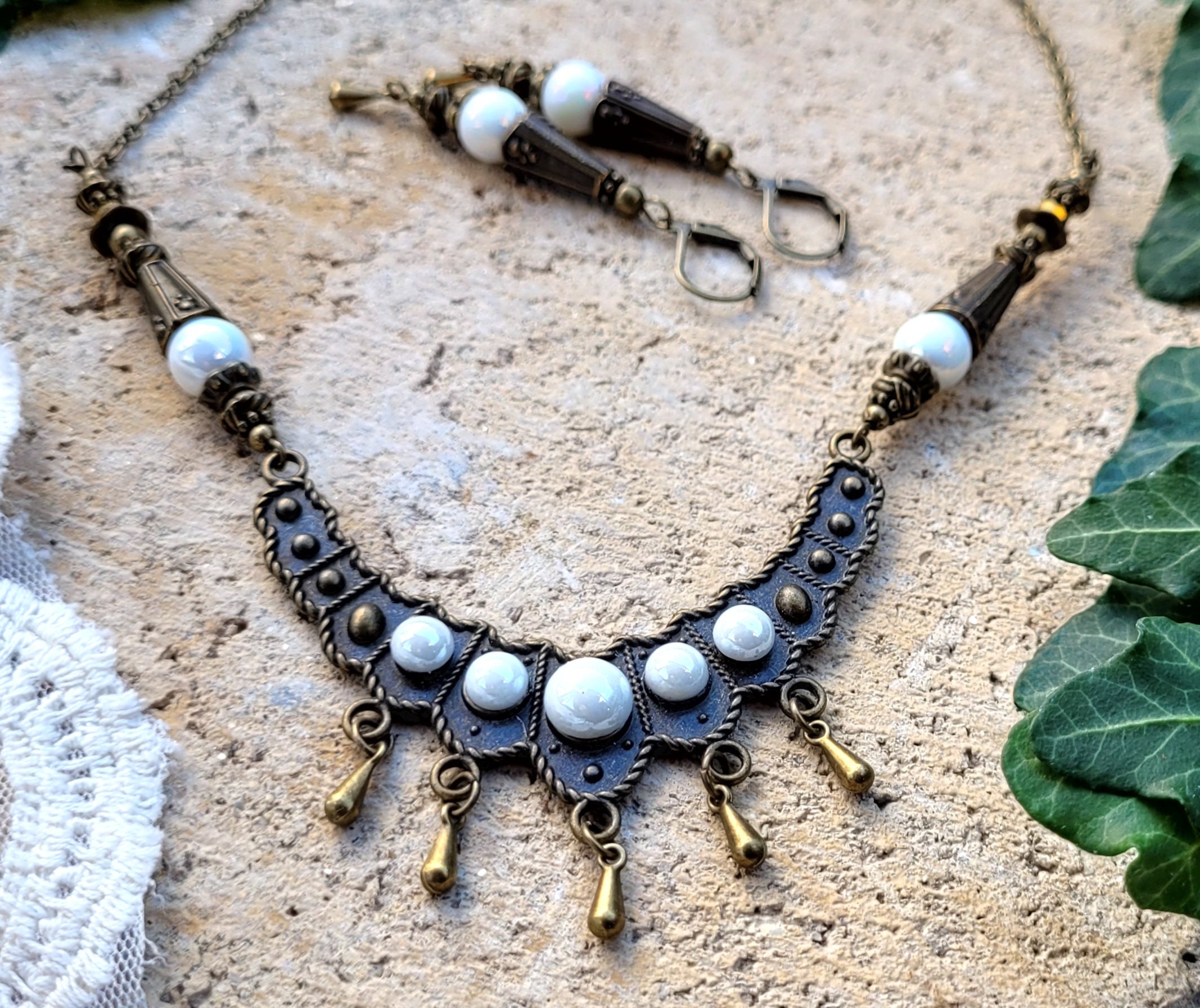 Collier Oriental En Argent – Pierre Améthyste – Style Ethnique – Occasion