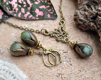 10 Colors! Vintage Jewelry Set with Semiprecious Stone Beads, Gift for Women, Girlfriend, Mom for Christmas, Birthday, Anniversary, Mother's Day