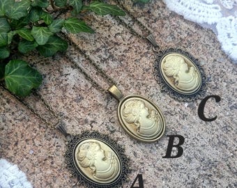 3 opções de cores! Colar vintage com camafeu em tons de marrom e bege, um presente perfeito para mulheres, namoradas, mães e irmãs em diversas ocasiões.
