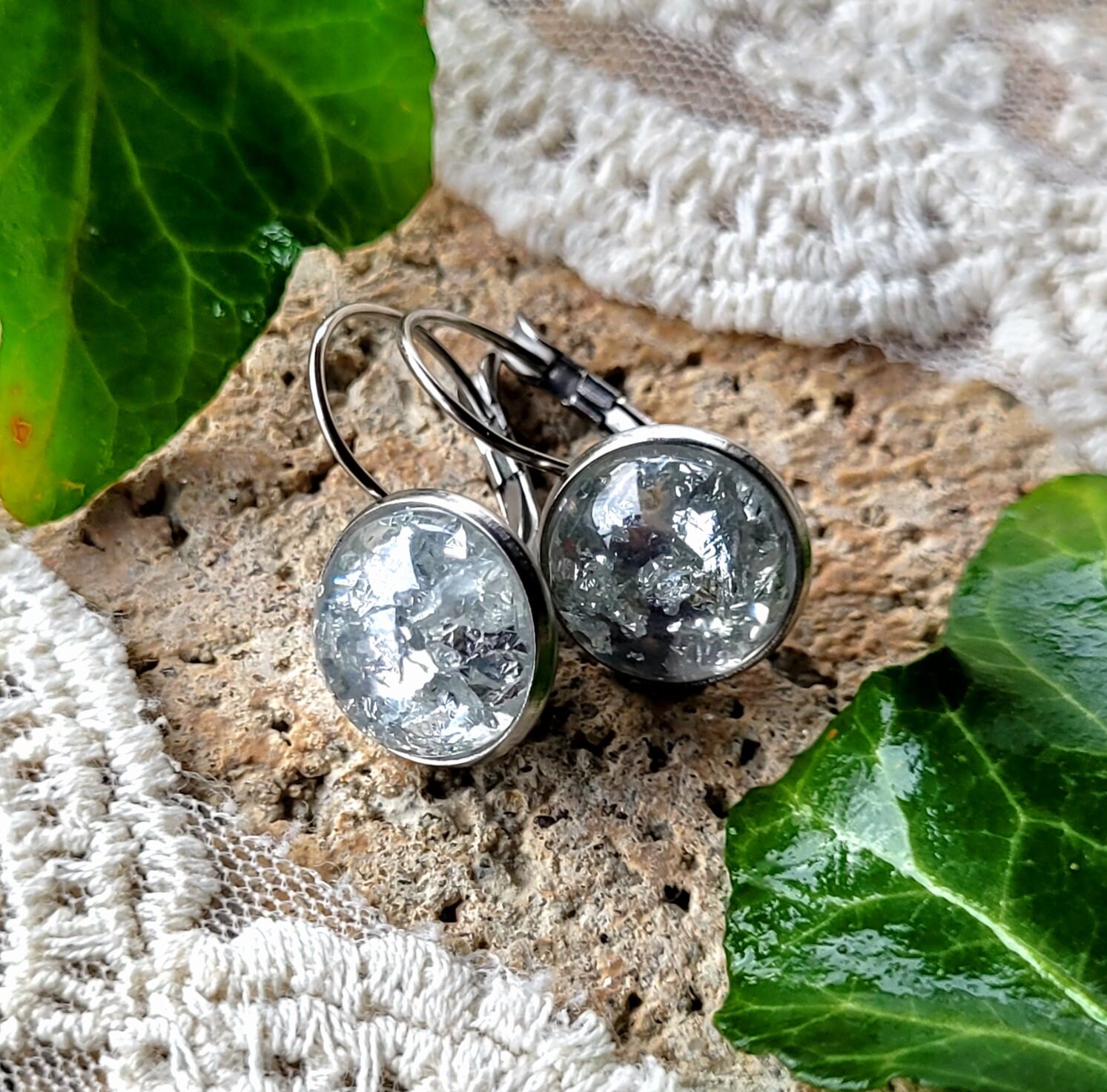 10 Paia Orecchini A Perno Perlin In Acciaio Inox | Cabochon Rotondo 6 Mm, Chiusura A Farfalla, Per Gioielli M392