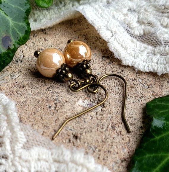 Glass pearl earrings best sale