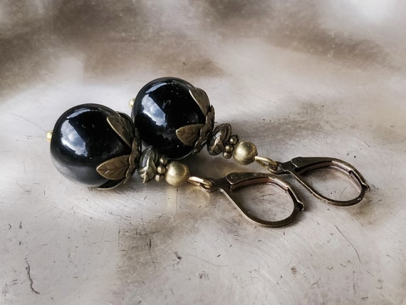 Lewis Segal of California Vintage Earrings with Black Glass Beads | Bitchin  Retro