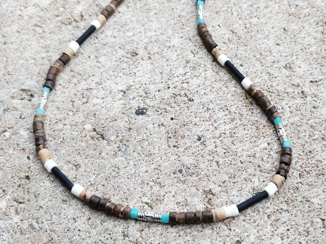 Collier Perle Homme Collier Surfer - Collier Homme Surfer Perles En Bois - Bijoux De Plage Pétard Mammouth