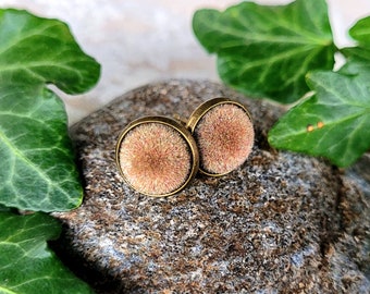 10 color variations! Brass stud earrings in antique bronze with 10 mm velvet cabochon