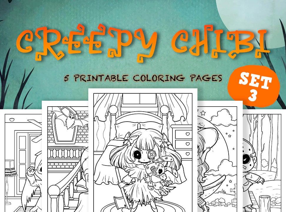 Creepy Kawaii Chibi Anime Coloring Pages Set 3 / Downloadable - Etsy