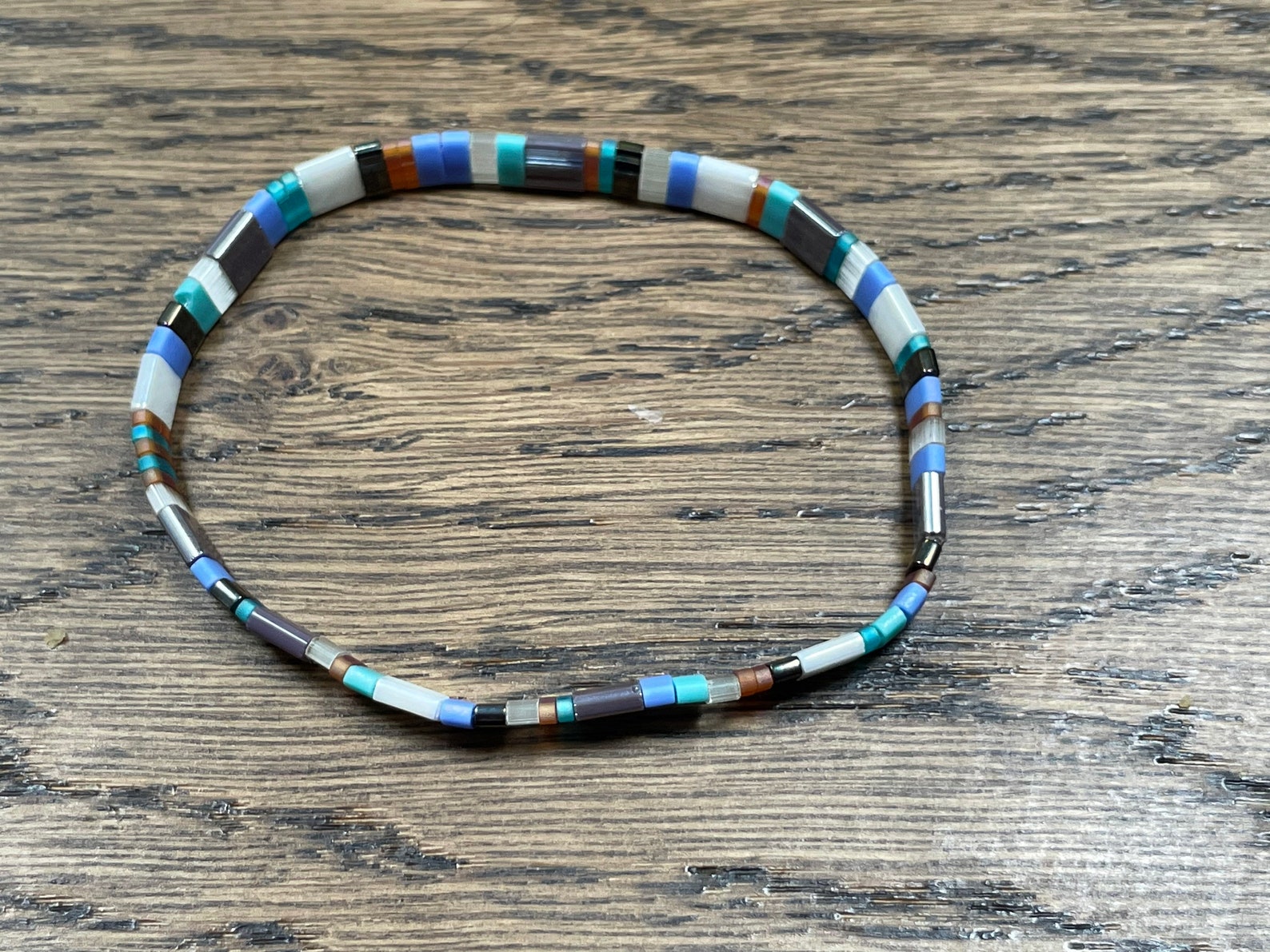 Glass Tile Bead Stretch Bracelet. Miyuki Tila Bead stretch Etsy