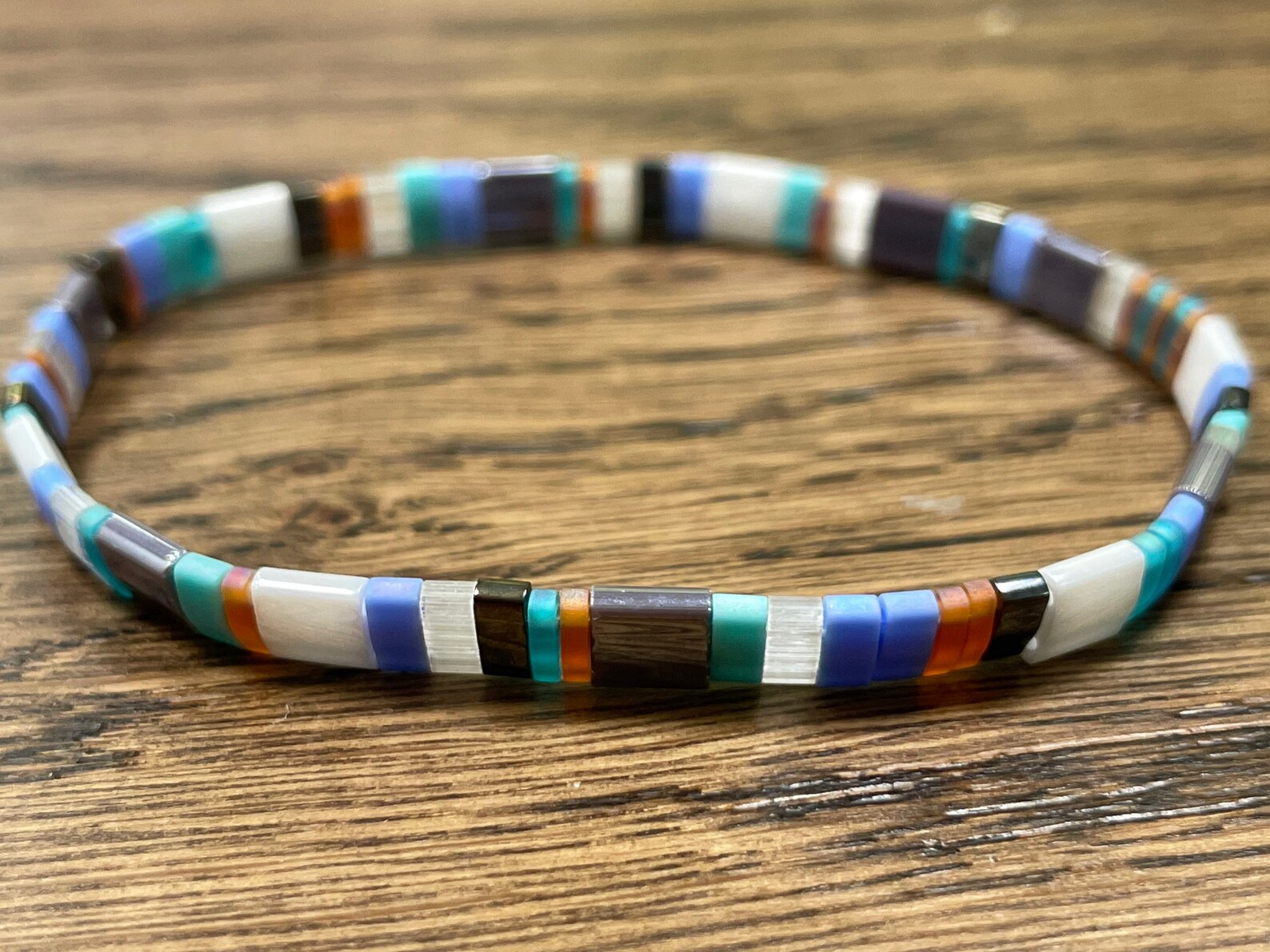 Glass Tile Bead Stretch Bracelet. Miyuki Tila Bead stretch Etsy