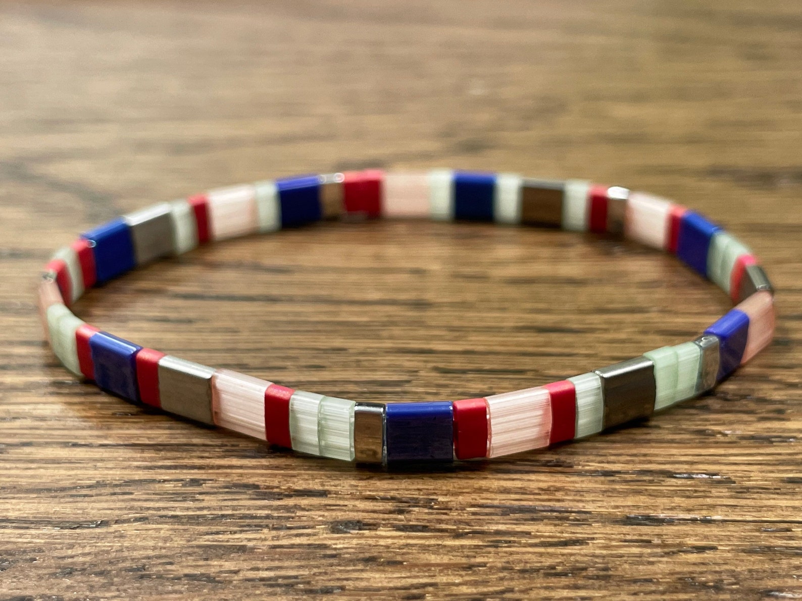 Glass Tile Bead Stretch Bracelet. Miyuki Tila Bead stretch Etsy