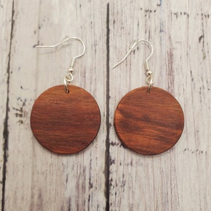 Blood Wood Earrings | Round Dangle Earrings | Minimalist Earrings | Red Wooden Earrings for Women