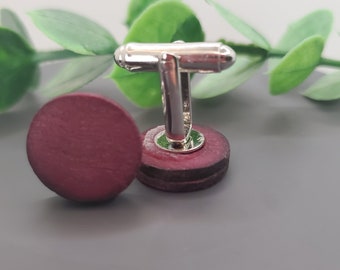 Round Wood cufflinks | Purpleheart wood cufflinks | Menswear | Groomsmen gift