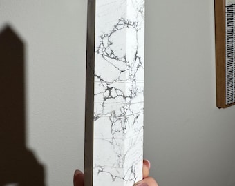 Large Howlite Tower Crystal Point | Natural White Calming Stone Decor