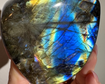 Polished Blue Flash Labradorite Freeform Crystal – Madagascar Display Stone