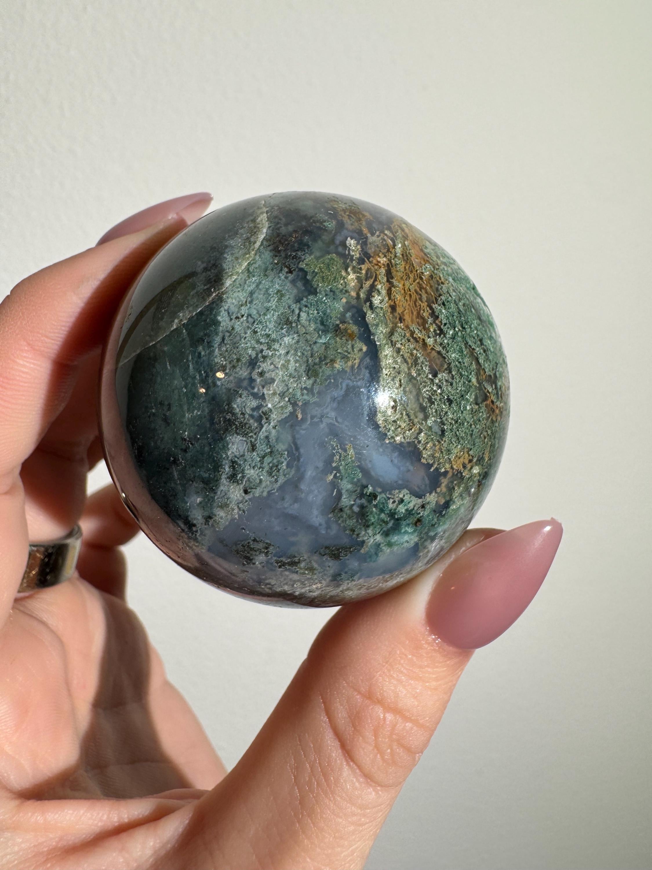 Moss agate sphere - Etsy 日本