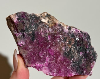 Sparkly Cobalto Calcite Specimen | Vibrant Pink Crystal from Congo, Druzy Mineral Display Piece