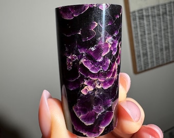 Purple Magenta Fluorite Cylinder | Natural Crystal Display Stone from China