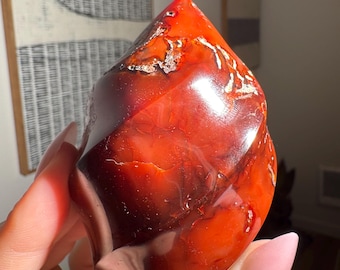 Natural Carnelian Flame Crystal Carving | Madagascar Fire Element Stone