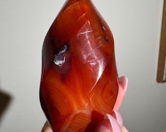 Natural Carnelian Flame Crystal Carving | Madagascar Fire Energy Decor