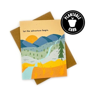 Carte en papier graine de fleurs sauvages, carte de félicitations, carte de mariage, carte de fiançailles, carte de fête, que l'aventure commence, carte pour un ami