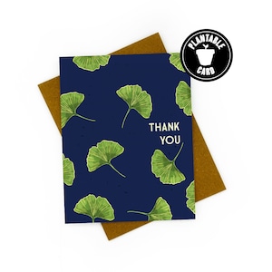 Carte en papier de graines de fleurs sauvages de remerciement Gingko