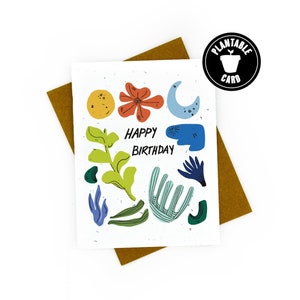 Carte papier joyeux anniversaire fleurs sauvages nature