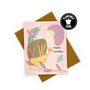 Wildflower Seed Paper Card, Happy Birthday Card For Friend, Floral Birthday, Botanical Birthday, Plantable Card For Plant Lover, Love Plants