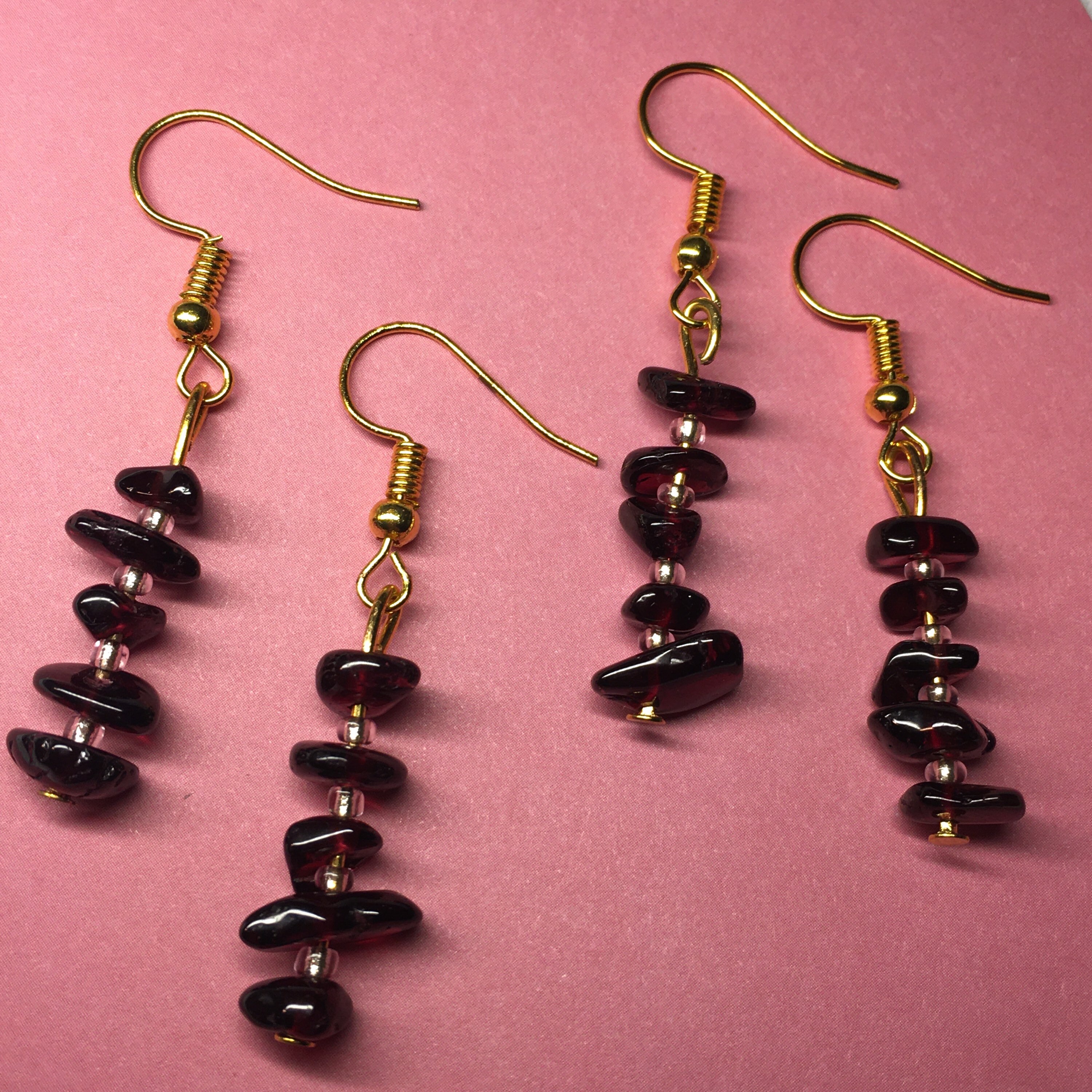 Gold gemstone bead drop earrings Etsy