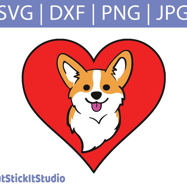 Corgi Love SVG - Corgi in Heart for Cricut - Corgi Sticker SVG - Dog Lover SVG