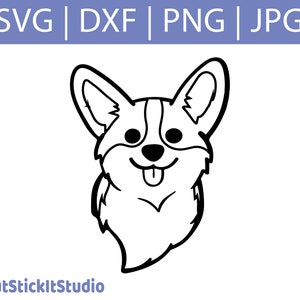 Corgi Bianco e Nero SVG - Corgi Sticker Cricut - Corgi Outline Cartoon