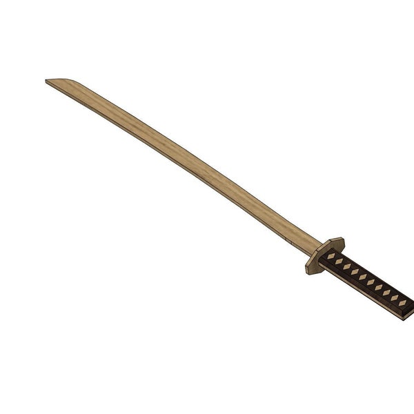 Digital CNC Plans for Wooden Katana Sword