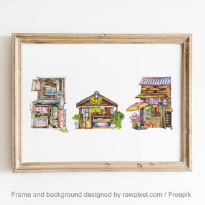 Taiwan Wood House Collection • Watercolor Poster • Giclée Print• Detailed Asian Art Print • Room Décor • Vintage Wall Art