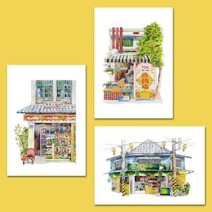 ポストカード 3 枚セット • 台湾食料品店のポストカードセット • ポストクロスコレクション • アートポストカード • ポストカードプリント
