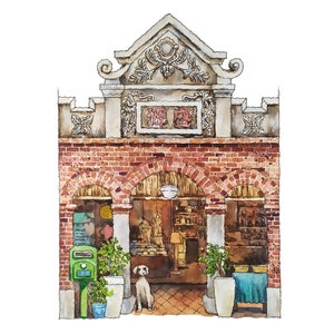 Taiwan Store Front Watercolor Poster • Baroque in Taiwan • Giclée Print • Detailed Asian Art Print • Room Décor • Vintage Wall Art