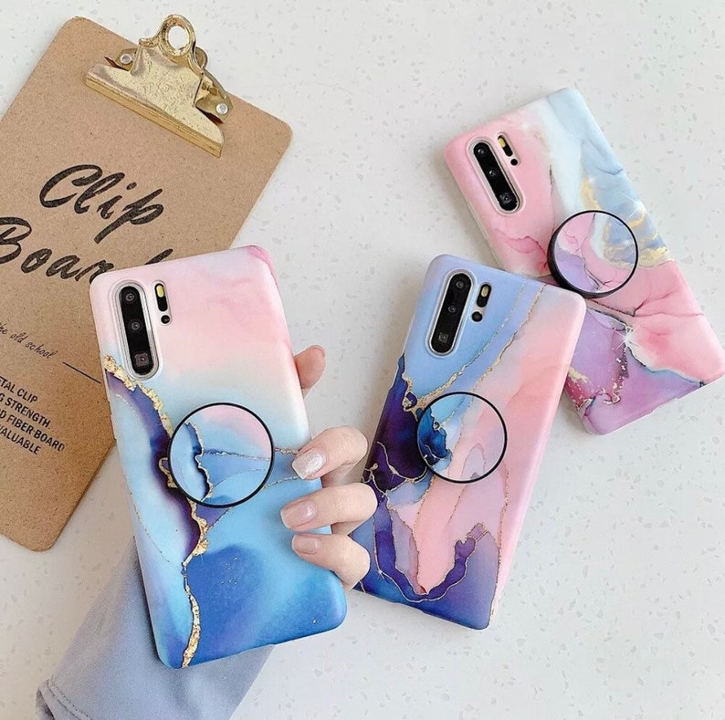 Watercolor Marble Soft Case Cover For Huawei P30 Pro P20 Lite Socket Holder 
