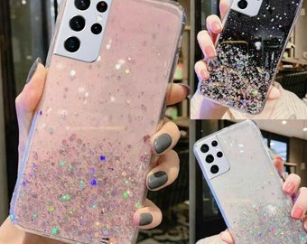 For Samsung Galaxy A21s A12 S21 S20 FE S21 S22 Sparkling Shockproof TPU Soft Phone Case