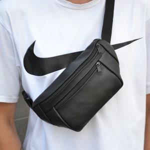 Gürteltasche Männer / Frauen, Leder Gürteltasche, Schwarze Bauchtasche, Gürteltasche Hüfttasche, Gürteltasche, Gürteltasche / Leder Bauchtasche Schwarze Leder Sling Bag