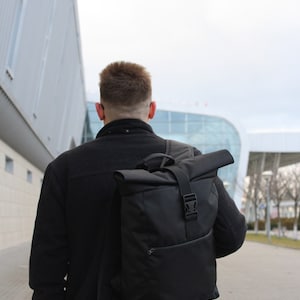 Roll Top Backpack, Man Roll Top | Vegan Backpack, Backpack for Laptop | Woman Roll Top, Backpack for Traveling | Macbook Backpack