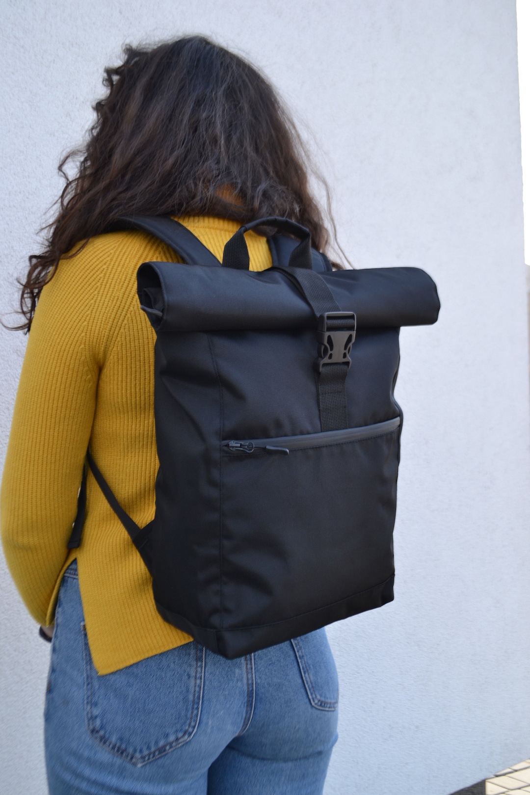 Roll Top Backpack, Man Roll Top Vegan Backpack, Backpack for Laptop