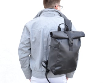 Roll Top Backpack, Man Roll Top | Vegan Backpack, Backpack for Laptop | Woman Roll Top, Backpack for Traveling | Macbook Backpack