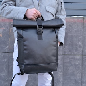RollTop Rucksack, Mann Roll Top | Veganer Rucksack, Rucksack für Laptop | Damen Roll Top, Rucksack für Unterwegs | Macbook Rucksack