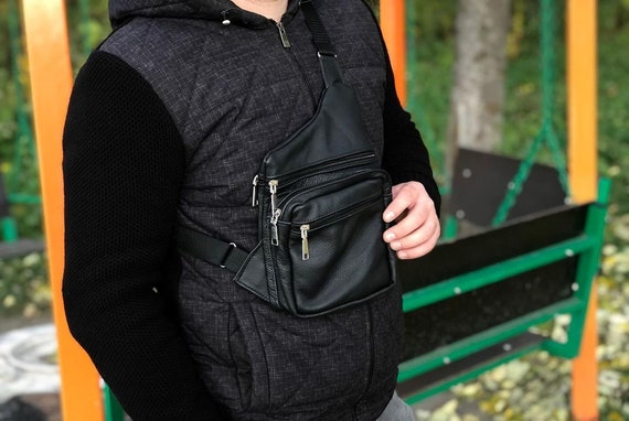 Leather Bag Crossbody Bag Mens Bag Shoulder Bag Genuine Leather Tactical Bag Sling Bag Messenger Bag Leather Black Bag Etsy Canada