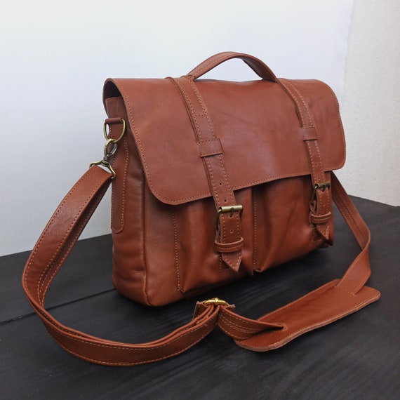 Vintage handmade leather bag leather briefcase genuine leather bag  men women bag computer leather bag classic leather bag
