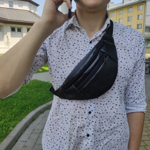 Black eco Leather fanny pack for men, women, teenagers, travel fanny pack, black belt bag, man waist pack, women bag, new year gift