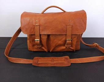 Vintage bag briefcase / genuine leather bag / men women bag / computer leather bag / classic leather bag / handmade leather bag